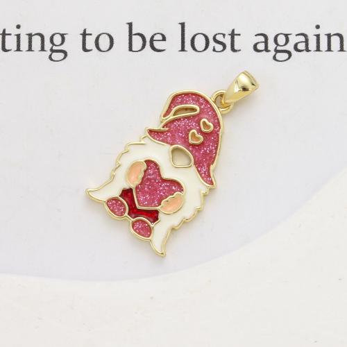 Bijoux pendentifs en laiton, le père noël, Placage, DIY & émail, plus de couleurs à choisir, 22x13.30x2.10mm, Vendu par PC
