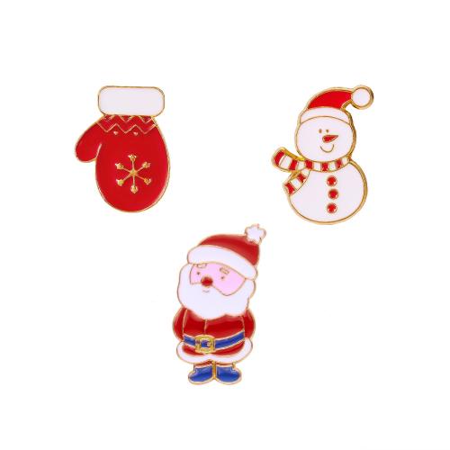 Broches de Noël, alliage de zinc, trois pièces & unisexe & styles différents pour le choix & émail, Vendu par fixé