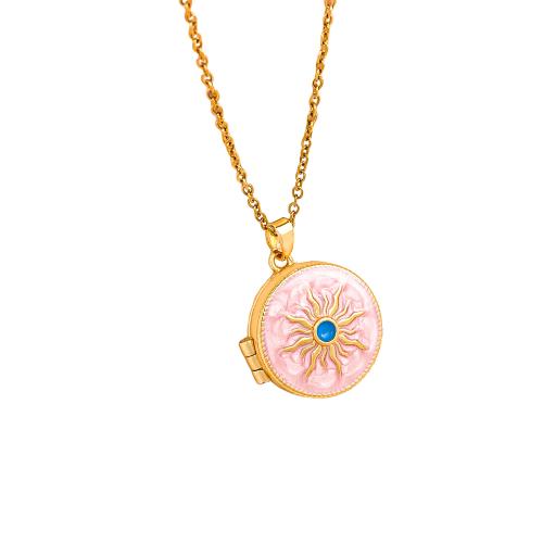 Brass Necklace with Titanium Steel real gold plated fashion jewelry & for woman & enamel Length Approx 45 cm Sold By PC