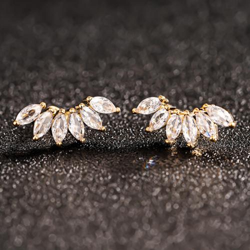 Ottone stallone orecchino, with cubico zircone, placcato, gioielli di moda & per la donna, Venduto da coppia