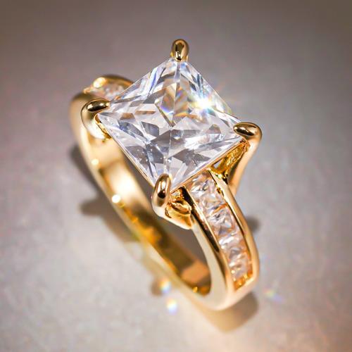 Cubique anneau en laiton Circonia Micro Pave, Placage, normes différentes pour le choix & pavé de micro zircon & pour femme, Vendu par PC