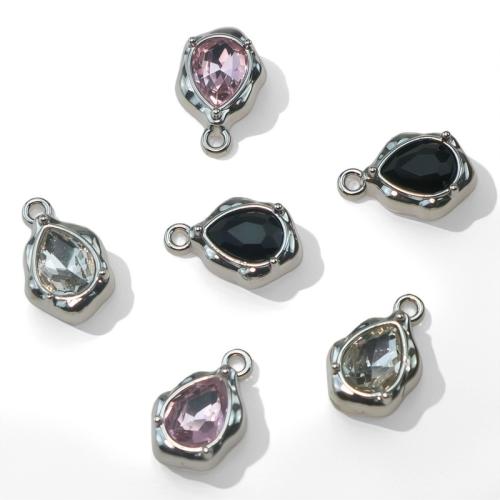 Zink Alloy Rhinestone Hängen, plated, DIY & med strass, fler färger för val, Säljs av PC