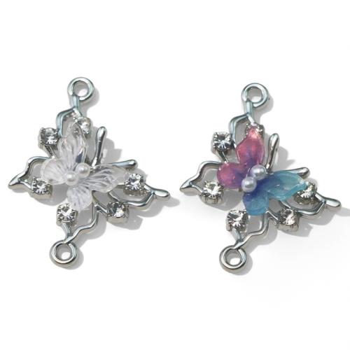 Harts Zinc Alloy Connector, Zink Alloy, med Harts & Plast Pearl, Fjäril, plated, DIY & med strass, fler färger för val, Säljs av PC