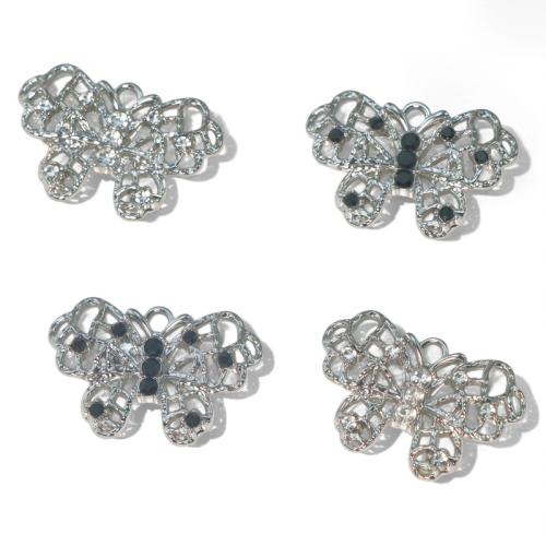 Zink Alloy Rhinestone Hängen, Fjäril, plated, DIY & med strass & ihålig, fler färger för val, Säljs av PC