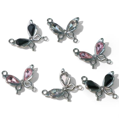 Zink Alloy Rhinestone Hängen, Fjäril, plated, DIY & med strass, fler färger för val, Säljs av PC