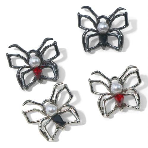 Zink Alloy Rhinestone Hängen, med Plast Pearl, Fjäril, plated, DIY & med strass, fler färger för val, Säljs av PC
