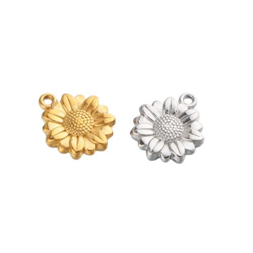 Stainless Steel Flower Pendant 304 Stainless Steel Sunflower plated DIY Sold By PC