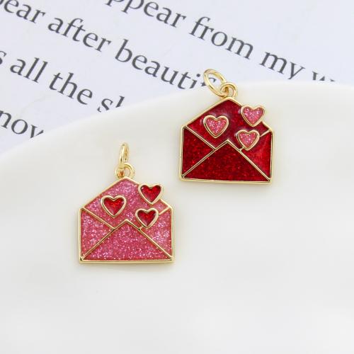 Bijoux pendentifs en laiton, Enveloppe, Placage, DIY & émail, plus de couleurs à choisir, protéger l'environnement, sans nickel, plomb et cadmium, 14.80x14x2.10mm, Vendu par PC