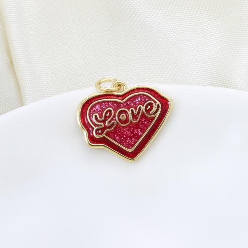 Pendentifs coeur en laiton, Placage, DIY & émail, plus de couleurs à choisir, protéger l'environnement, sans nickel, plomb et cadmium, 15.70x18.40x2.30mm, Vendu par PC