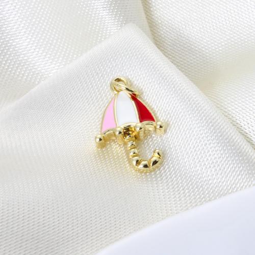 Bijoux pendentifs en laiton, parapluie, Placage, DIY & émail, plus de couleurs à choisir, protéger l'environnement, sans nickel, plomb et cadmium, 14.60x9.70x3.90mm, Vendu par PC