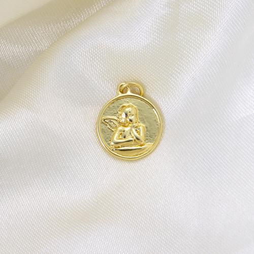 Bijoux pendentifs en laiton, ange, Placage, DIY, Or, protéger l'environnement, sans nickel, plomb et cadmium, 16.70x14x2.80mm, Vendu par PC