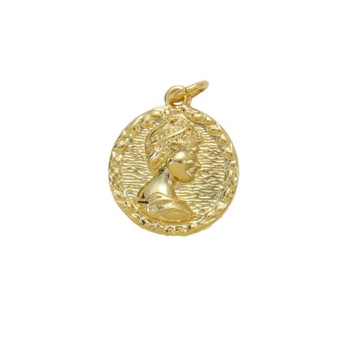 Bijoux pendentifs en laiton, Rond, Placage, DIY, Or, protéger l'environnement, sans nickel, plomb et cadmium, 17x14.80x2.80mm, Vendu par PC