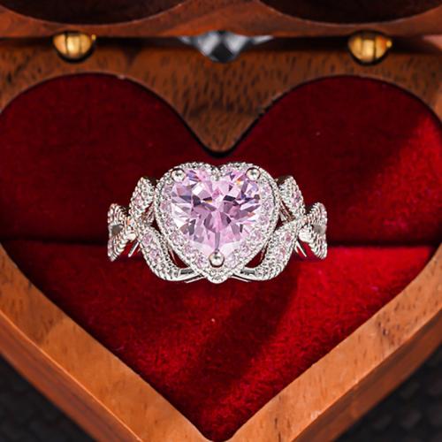 Cubique anneau en laiton Circonia Micro Pave, Placage, normes différentes pour le choix & pavé de micro zircon & pour femme & creux, Vendu par PC