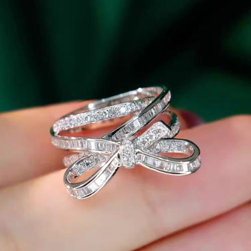 Cubique anneau en laiton Circonia Micro Pave, Placage, normes différentes pour le choix & pavé de micro zircon & pour femme & creux, Vendu par PC