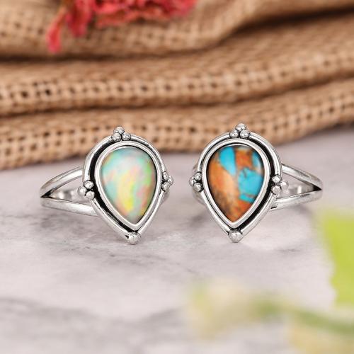 Bague en laiton, Plaqué de couleur d'argent, normes différentes pour le choix & pour femme & autocollant époxyde & décalque, plus de couleurs à choisir, Vendu par PC