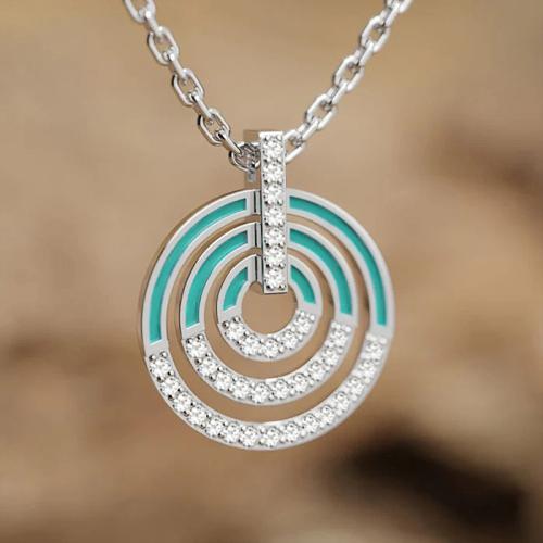 Cubic Zircon Micro Pave Mässing Halsband, plated, micro bana cubic zirconia & för kvinna & emalj & ihålig, Längd Ca 45 cm, Säljs av PC