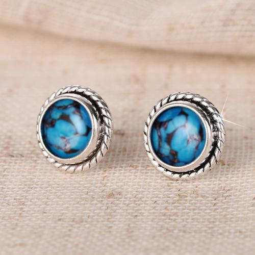 Ottone stallone orecchino, Cerchio, placcato, per la donna & adesivo epoxi & decalcomania, Venduto da coppia