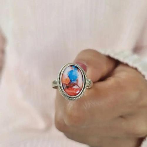 Bague en laiton, Placage, normes différentes pour le choix & pour femme & autocollant époxyde & décalque, Vendu par PC