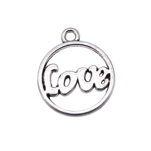 Zinek Zpráva Přívěsky, Abecední písmeno, starožitné barva postříbřená, DIY & dutý, 20x16mm, 20PC/Bag, Prodáno By Bag