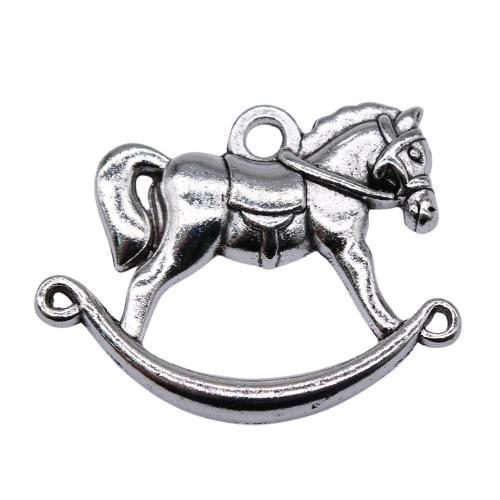 Zinc Alloy Pendants rocking horse antique silver color plated DIY Sold By PC