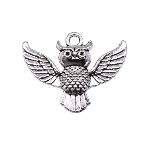 Zink Alloy Animal Hängen, Owl, antik silver pläterad, DIY, 30x24mm, 10PC/Bag, Säljs av Bag