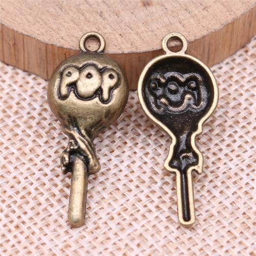 Pendentifs en alliage de zinc, Sucette, Plaqué de couleur de bronze antique, DIY, 31x13mm, 10PC/sac, Vendu par sac