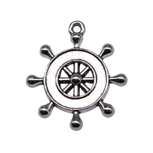 Zink Alloy Ship Wheel \x26amp; Anchor Pendant, antik silver pläterad, DIY & ihålig, 27x22mm, 10PC/Bag, Säljs av Bag