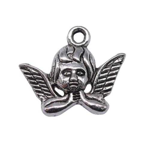 Karaktärs Formad Zink Alloy Halsband, Angel, antik silver pläterad, DIY, 19x17mm, 20PC/Bag, Säljs av Bag