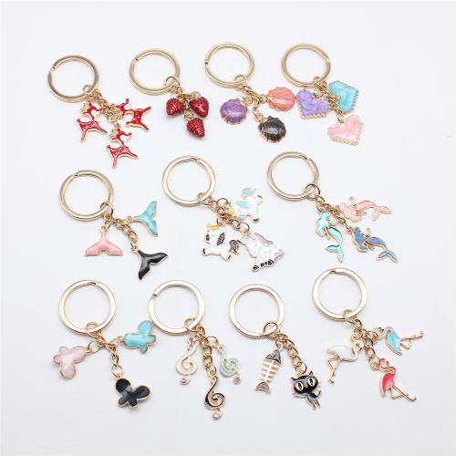 Chiave catena, lega in zinco, placcato color oro, stili diversi per la scelta & smalto, 70mm, Venduto da PC