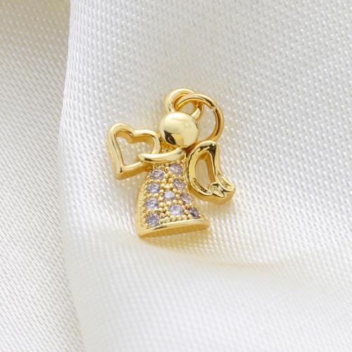 Cubic Zirconia (CZ) Brass Hängen, Mässing, Angel, plated, DIY & micro bana cubic zirconia, fler färger för val, 10.70x7.70x2mm, Säljs av PC