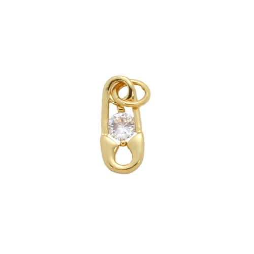 Cubic Zirconia (CZ) Brass Hängen, Mässing, Kilt Pin, plated, DIY & micro bana cubic zirconia, fler färger för val, 10.30x4.50x2.10mm, Säljs av PC