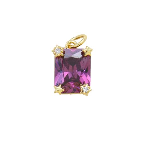 Kubik Zirkonium mikro bana Mässing hängande, Square, plated, DIY & micro bana cubic zirconia, fler färger för val, 12.50x8.30x6.60mm, Säljs av PC