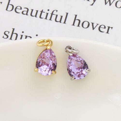 Cubic Zirconia (CZ) Brass Hängen, Mässing, Dropp, plated, DIY & micro bana cubic zirconia, fler färger för val, 10.50x6.50x5mm, Säljs av PC