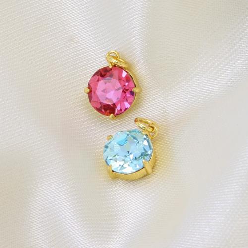 Cubic Zirconia (CZ) Brass Hängen, Mässing, Rund, plated, DIY & micro bana cubic zirconia, fler färger för val, 11x9.50x5mm, Säljs av PC