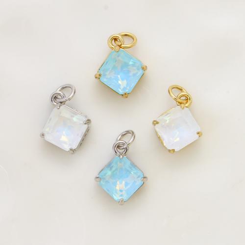 Cubic Zirconia (CZ) Brass Hängen, Mässing, Square, plated, DIY & micro bana cubic zirconia, fler färger för val, 13.60x11x6.50mm, Säljs av PC