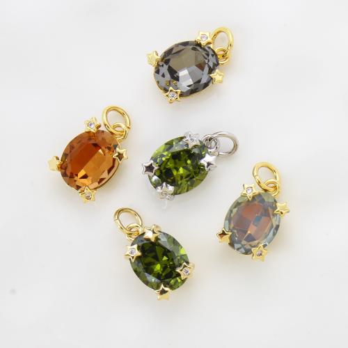 Cubic Zirconia (CZ) Brass Hängen, Mässing, plated, DIY & micro bana cubic zirconia, fler färger för val, 12.40x8x6mm, Säljs av PC