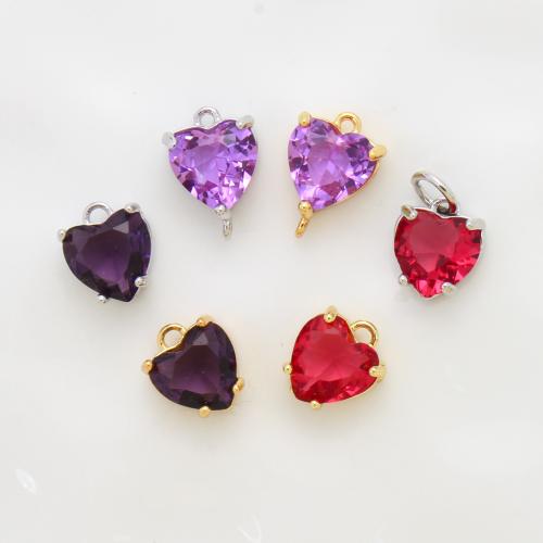 Cubic Zirconia (CZ) Brass Hängen, Mässing, Hjärta, plated, DIY & micro bana cubic zirconia, fler färger för val, 9.70x8.30x4.80mm, Säljs av PC