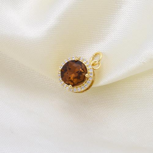 Kubik Zirkonium mikro bana Mässing hängande, Rund, plated, DIY & micro bana cubic zirconia, fler färger för val, 13.70x10.90x8mm, Säljs av PC