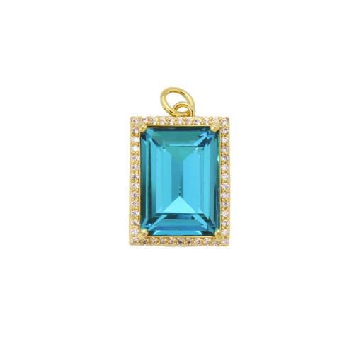 Cubique Pendentif en laiton zircon pavent, cadre, Placage, DIY & pavé de micro zircon, plus de couleurs à choisir, 19.20x13x8.40mm, Vendu par PC