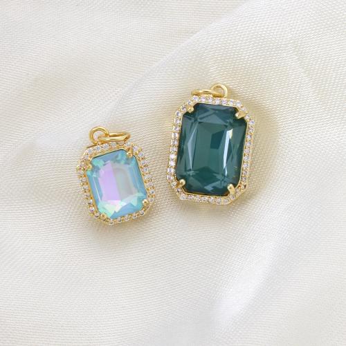 Cubique Pendentif en laiton zircon pavent, cadre, Placage, DIY & pavé de micro zircon, plus de couleurs à choisir, 19.30x13x8.30mm, Vendu par PC