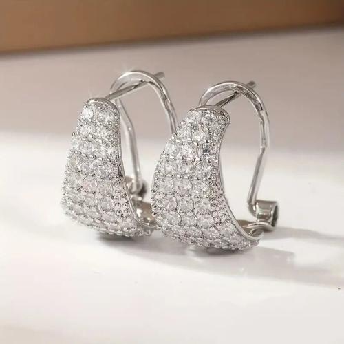 Cilindrata Zircone Orecchini in ottone micro pavimenta, placcato, gioielli di moda & Micro spianare cubic zirconia & per la donna, Venduto da coppia