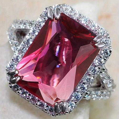 Cubique anneau en laiton Circonia Micro Pave, Placage, normes différentes pour le choix & pavé de micro zircon & pour femme, Vendu par PC