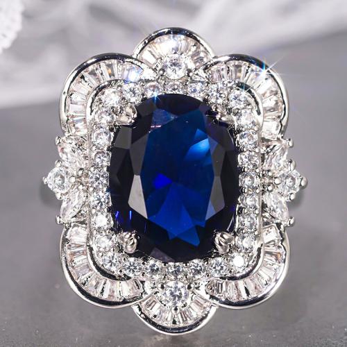 Cubique anneau en laiton Circonia Micro Pave, Placage, normes différentes pour le choix & pavé de micro zircon & pour femme, Vendu par PC