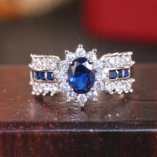 Cubique anneau en laiton Circonia Micro Pave, Placage, normes différentes pour le choix & pavé de micro zircon & pour femme, plus de couleurs à choisir, Vendu par PC