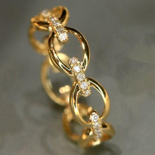 Cubique anneau en laiton Circonia Micro Pave, Placage, normes différentes pour le choix & pavé de micro zircon & pour femme & creux, Vendu par PC