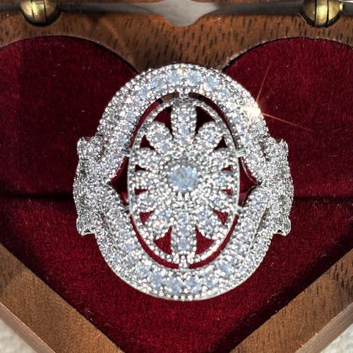 Cubique anneau en laiton Circonia Micro Pave, Placage, normes différentes pour le choix & pavé de micro zircon & pour femme & creux, Vendu par PC