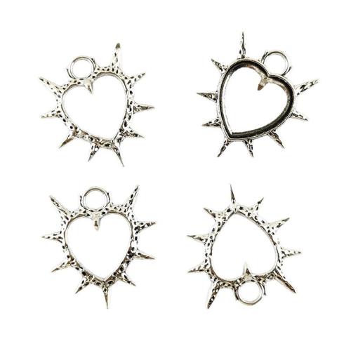 Zink Alloy Hjärta Hängen, silver pläterad, DIY & ihålig, 29x30mm, 100PC/Bag, Säljs av Bag