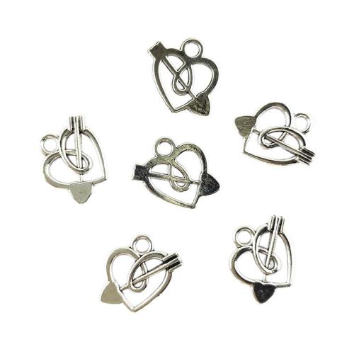 Zink Alloy Hjärta Hängen, silver pläterad, DIY & ihålig, 16x15mm, 100PC/Bag, Säljs av Bag
