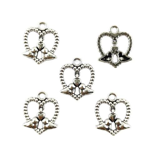 Zink Alloy Hjärta Hängen, silver pläterad, DIY & ihålig, 18x15mm, 100PC/Bag, Säljs av Bag