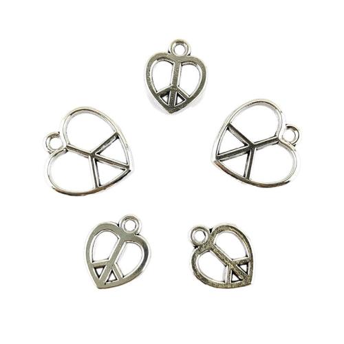 Zink Alloy Hjärta Hängen, silver pläterad, DIY & ihålig, 100PC/Bag, Säljs av Bag